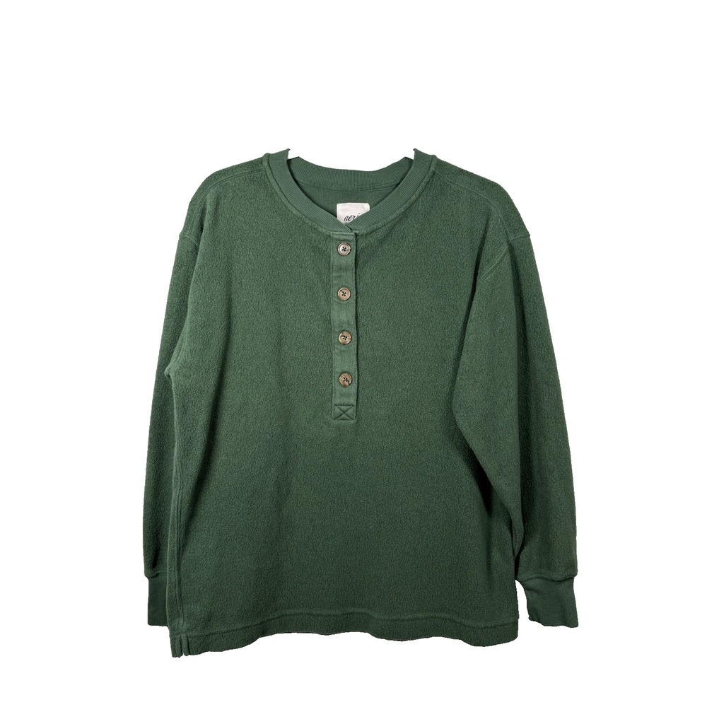 Aerie Womens Sherpa Sweatshirt Hunter Green Size XS S Loungewear Comfy Oversized